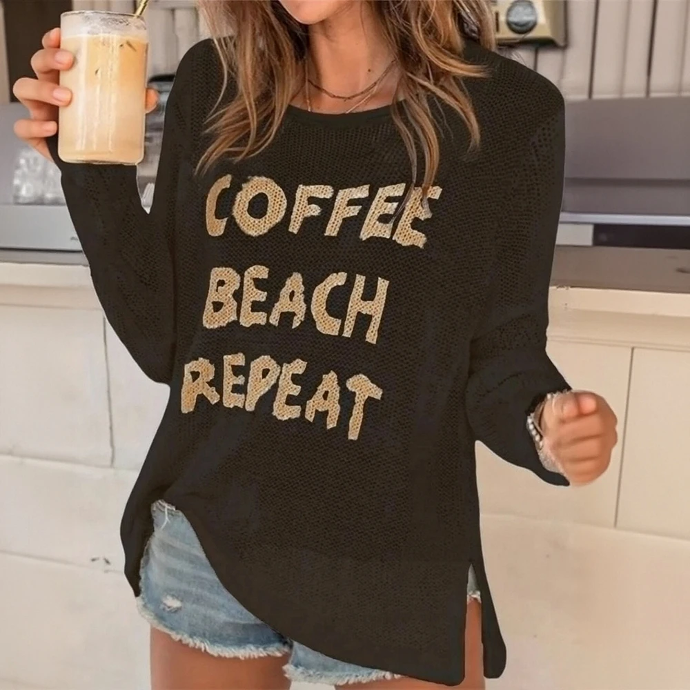 

Women's Long Sleeve Crew Neck Sweater Korean Style Daily Casual Autumn Winter Fashion Letter Print Top