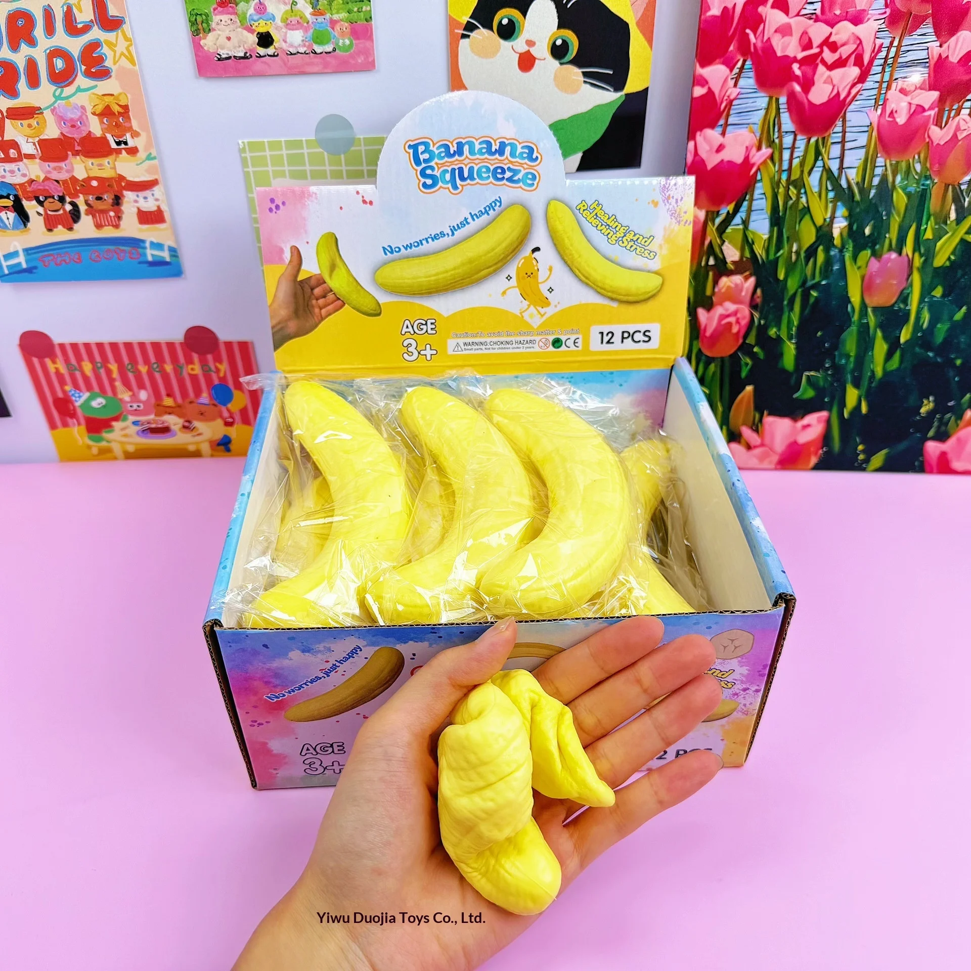 12pcs/Full Banana  Case Peelable Squishy Toy Blind Box, Simulated Fruit Slow Rising Stress Relief Decompression Fidget