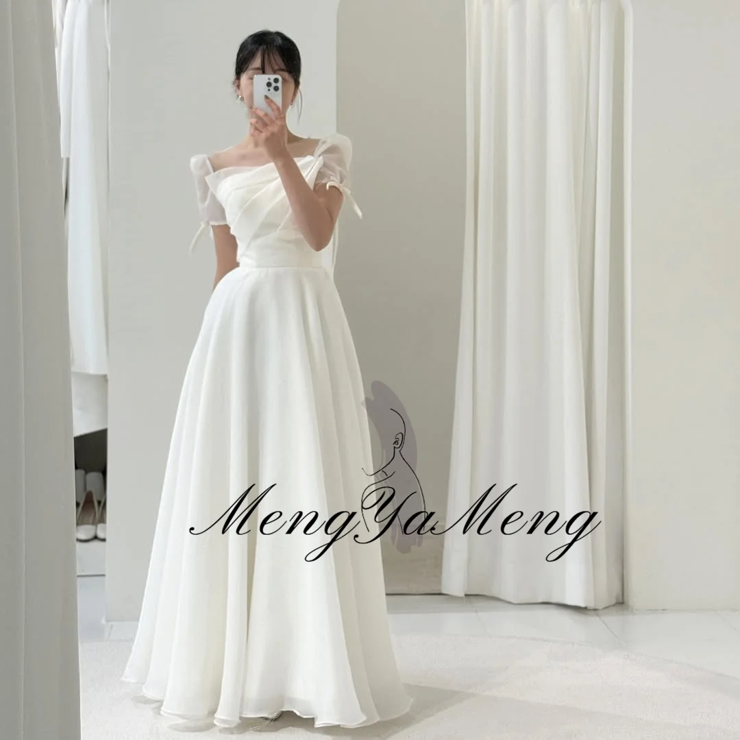 ZHUISHU-vestidos de novia coreanos encantadores de manga corta, línea A, largo hasta el suelo, Organza de seda, vestido de fiesta de noche personalizado, vestido de graduación