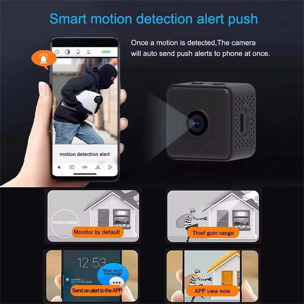X6 Mini IP Camera WiFi Sports Camera HD 1080P Wireless Security Surveillance Built-in Battery Night Vision Smart Home Micro Cam