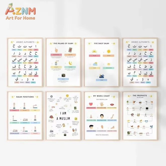 Islamic Scripture Education Canvas Poster Muslim Home School Nursery Wall Art Prints for Modern Living Room Home Decor Gifts