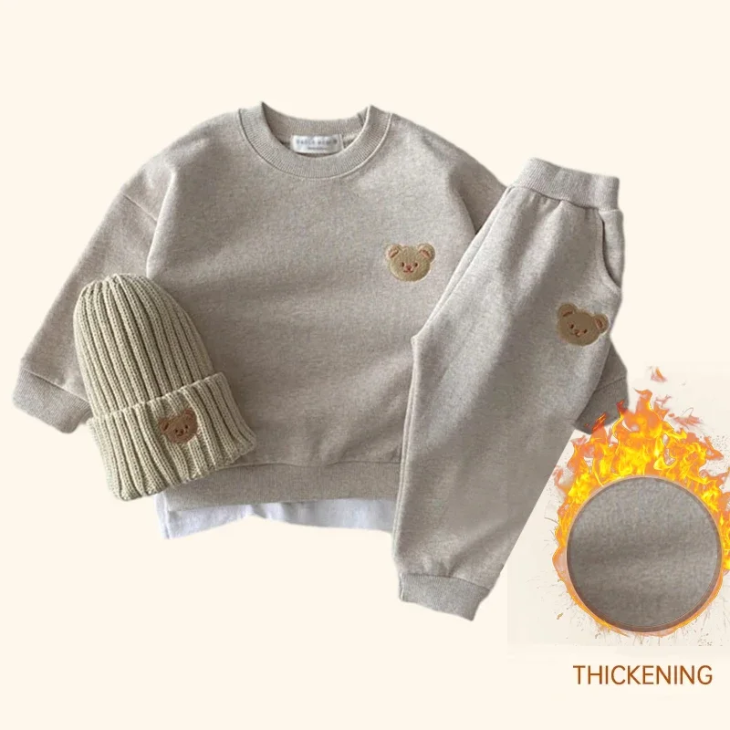 Conjuntos de ropa para bebé pequeño, sudadera con Oso de dibujos animados y pantalones, trajes de 2 piezas, trajes de otoño para niños, regalo de