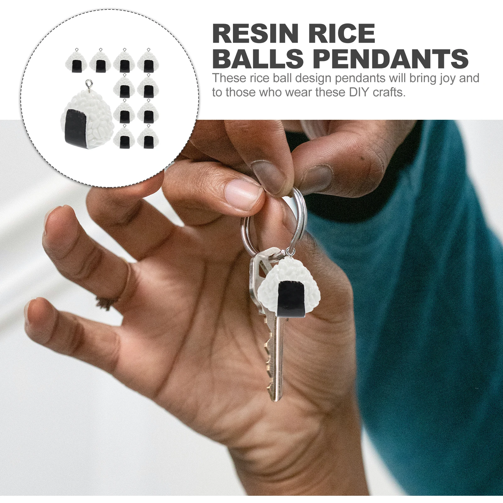 

10Pcs Resin Rice Balls Pendants Imitation Food Charms Key Chain Bag Hanging Decorative Jewelry Making Supplies