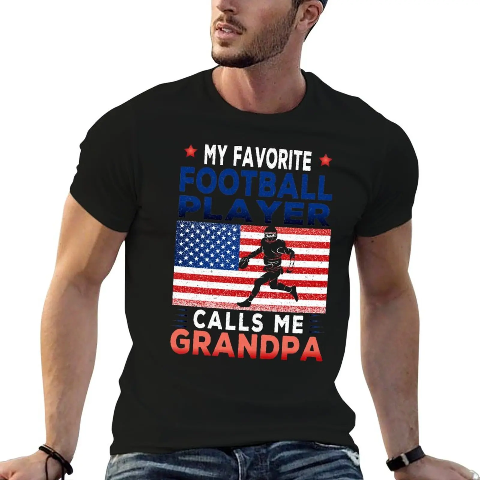 My Favorite Football Player Calls Me Grandpa - Grandson Grandpa Gift T-Shirt anime t shirts oversize man t shirts cotton T-Shirt
