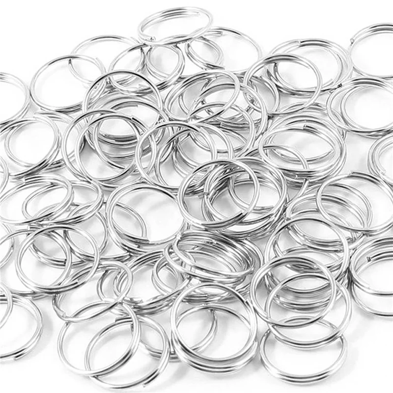 10Mm Dia Silver Tone Metal Split Loop Key Rings Holders Replacement 240 Pcs