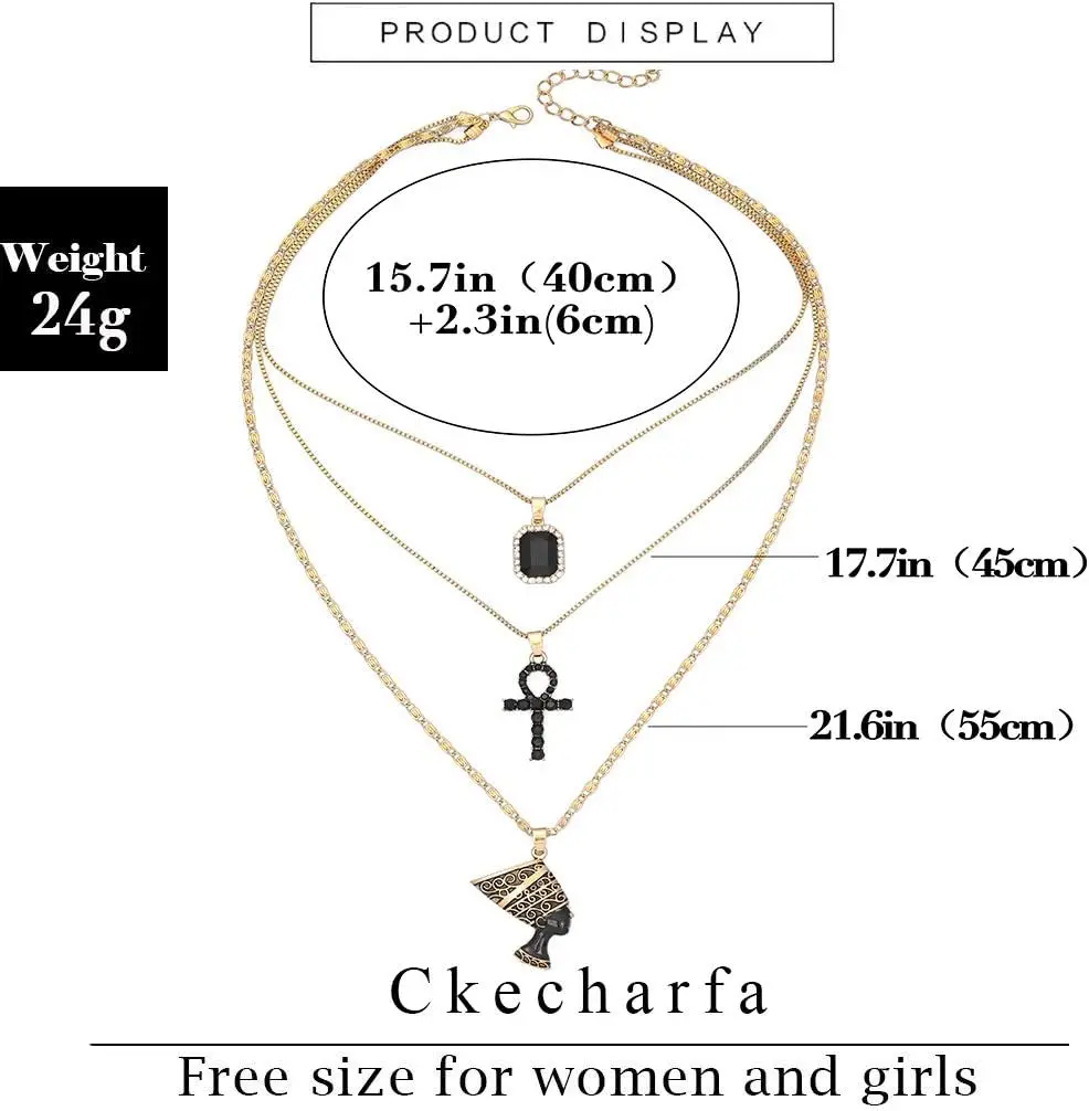 بوهو أفريقيا الطبقات القلائد الذهب القوطية نفرتيتي الملكة المصرية قلادة الأحجار الكريمة المختنق الهذيان حفلة ضبط سلسلة عنق مجوهرات