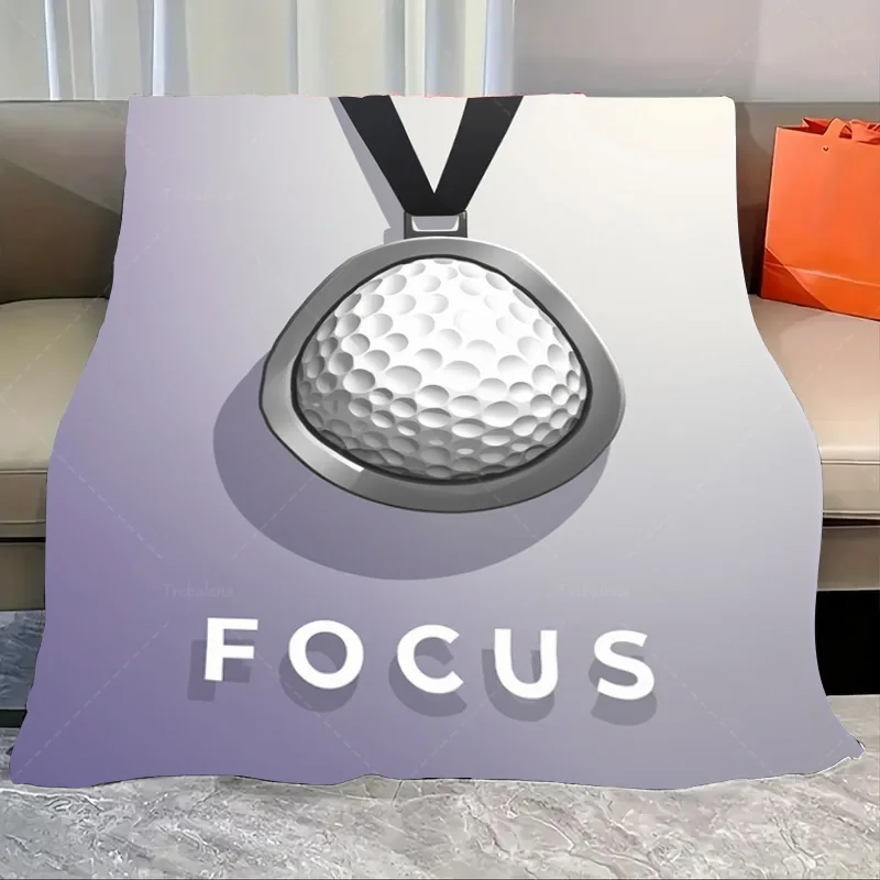 

1 шт. фланелевое одеяло «Медаль для гольфа» Одеяло с принтом «FOCUS» для любителей спорта и домашнего декора»