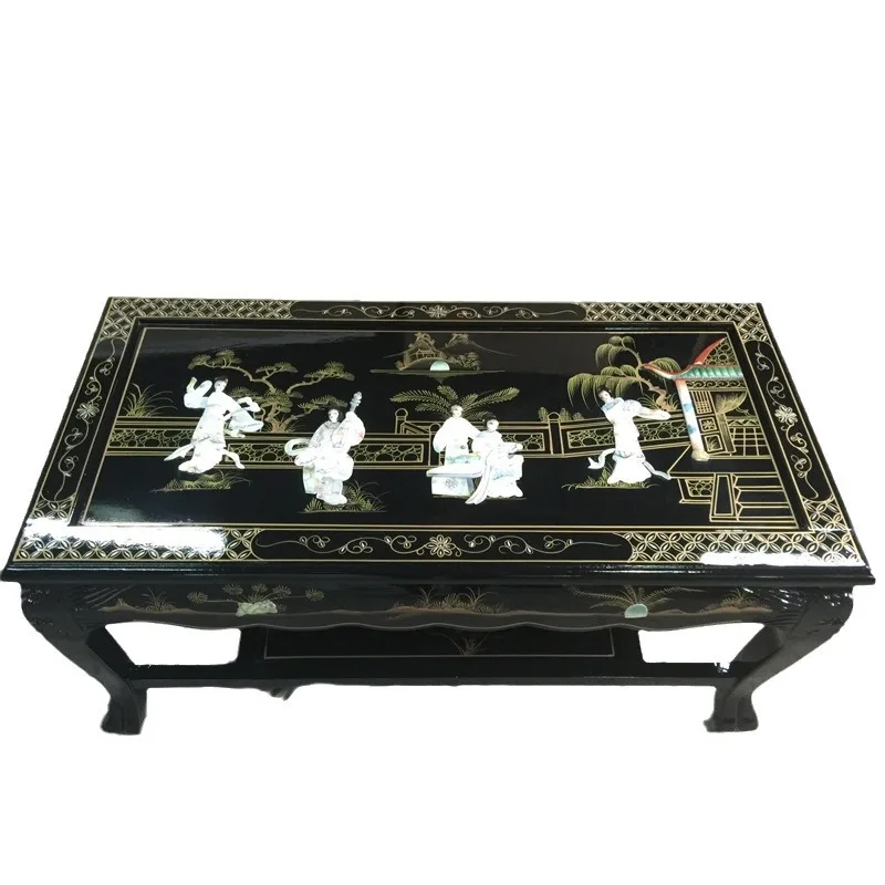 LTT Dian Craft Shell Coffee Table Two-layer Coffee Table Countertop Classical Ming and Qing Dynasty Furniture
