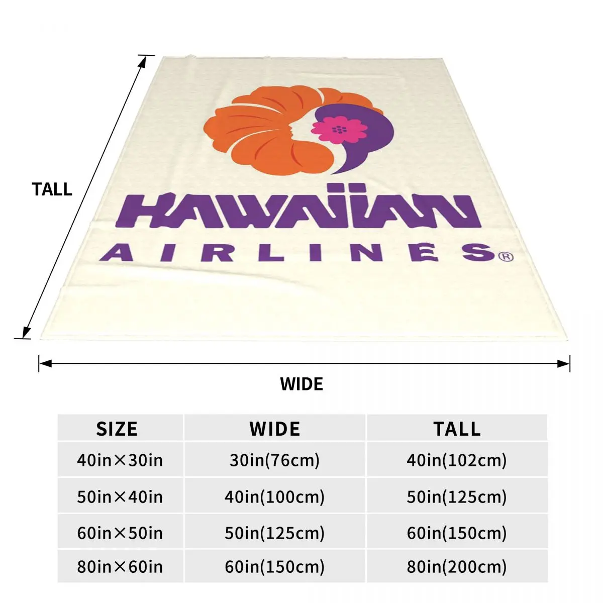 Hawaiian Airlines Herc Travel Blanket Fleece Sofa Throw Blanket Portable for Home Bedroom Outdoor Throws Bedspread Quilt