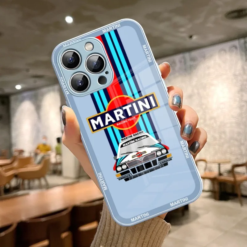 Martini Racing Stripe Mousepad Red Blue Glass For IPhone 15 13 14 12 11 Pro Max Plus Mini X XR 8 7 6s SE2020 Cover