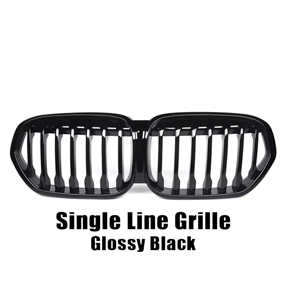 Xvip Carbon Fiber Look Double Line Style Front Race Grills Voor Bmw X1 F48 Lci 2020-2022 Alle Zwarte Diamanten Stijl Bovenste Roosters
