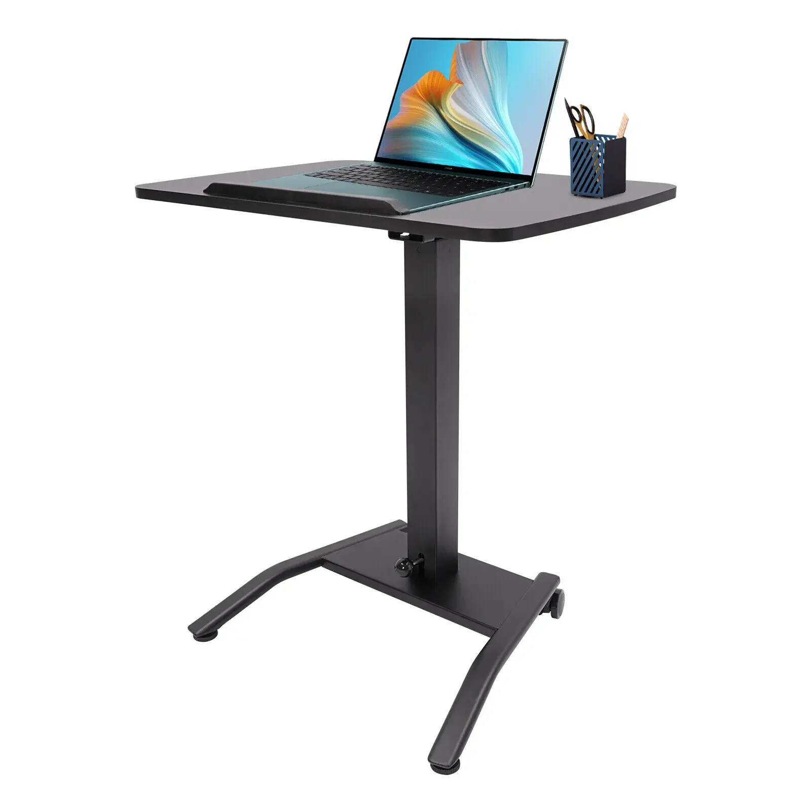25.5" Height Adjustable Rolling Lectern Desk - Mobile Standing Workstation w/ Outlet
