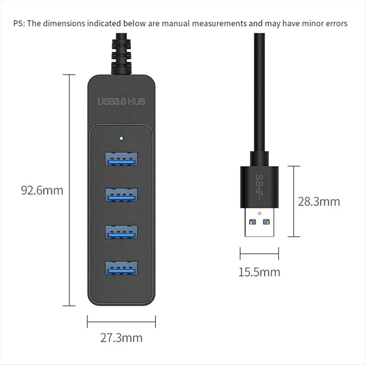 T35C 4-Port High-Speed USB 3.0 Hub 50CM USB Splitter Adapter, Expansion Dock for 5/ Robot Car
