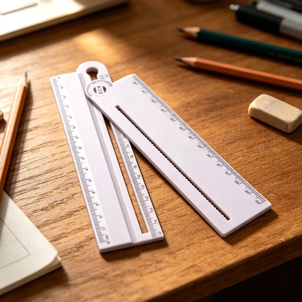 30cm Geometric Drawing Ruler Angle Measurement White Folding Geometric Ruler ABS Measuring Tool Circular Drawing Ruler
