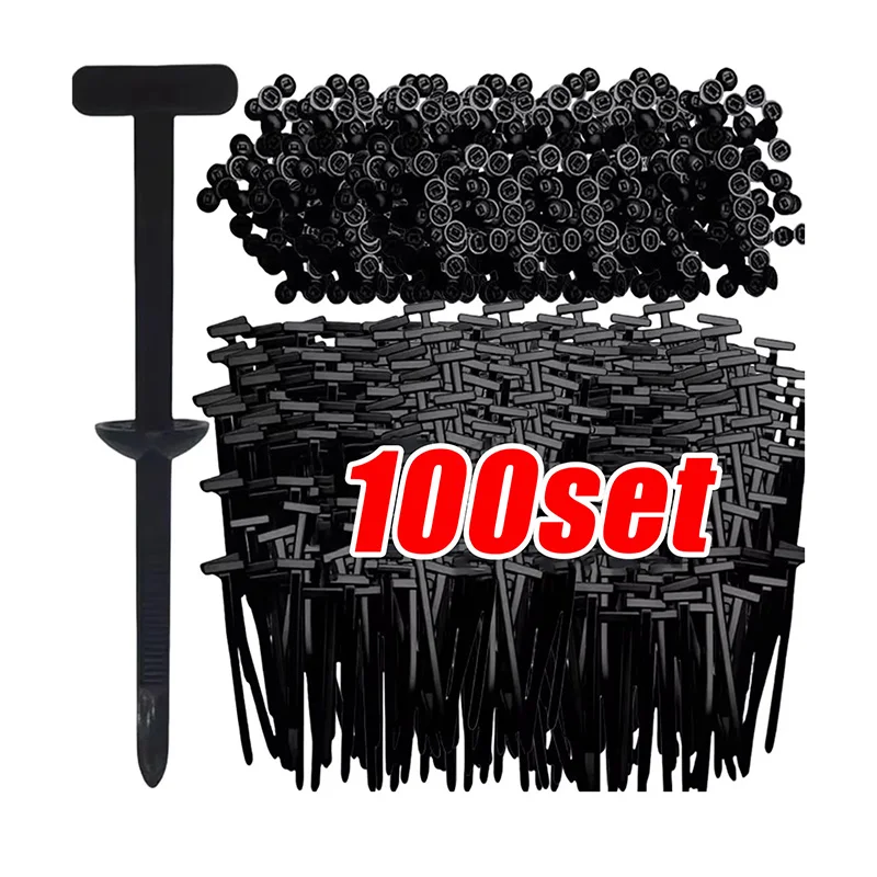 300PCS Nylon Universal Cable Tie Buckle Heavy Duty Self-Locking Zip Ties Holder with Pin Fasteners Car Body UV Resistant Zipties