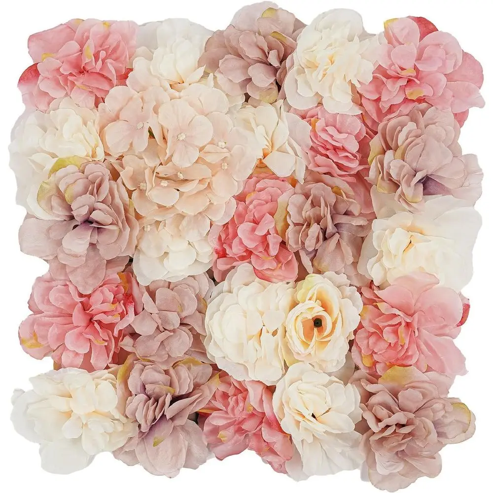 

Set of 12 3D Floral Lower Wall Panels - 15x15 Decorative Backdrop for Home, Party, or Event - Champagne, White, Pink