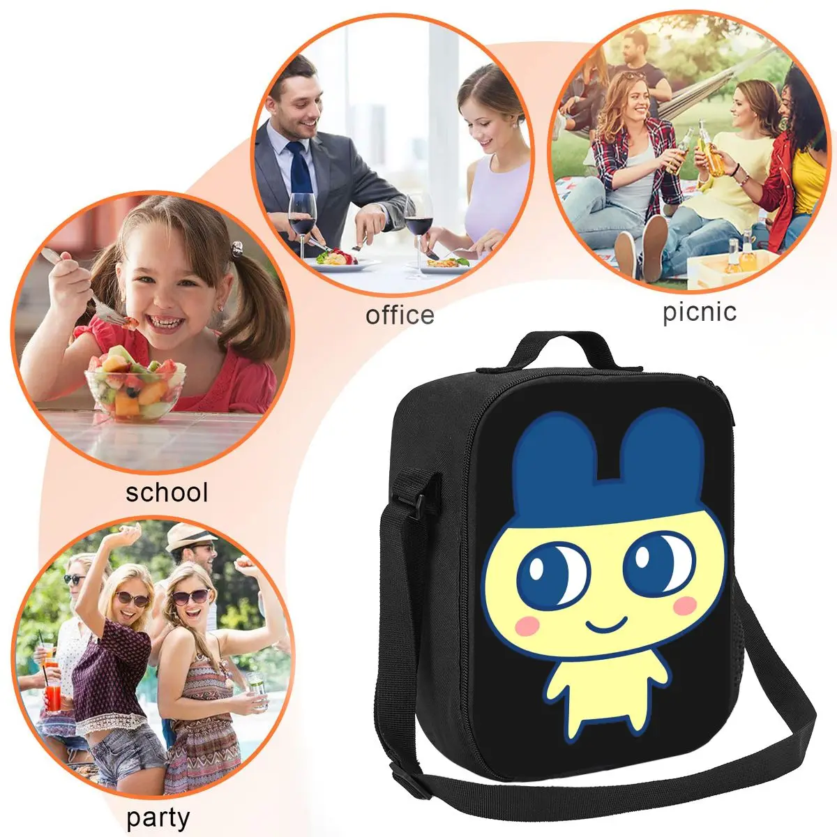 Tamagotchi Mametchi معزول حقيبة الغداء للمدرسة بينتو تخزين صناديق الطعام حاوية مانعة للتسرب برودة علب الاغذية الحرارية حمل #4