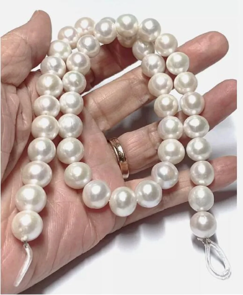 Fine Jewelry AAA11-12mm Natural South sea white Pearl Necklace 18