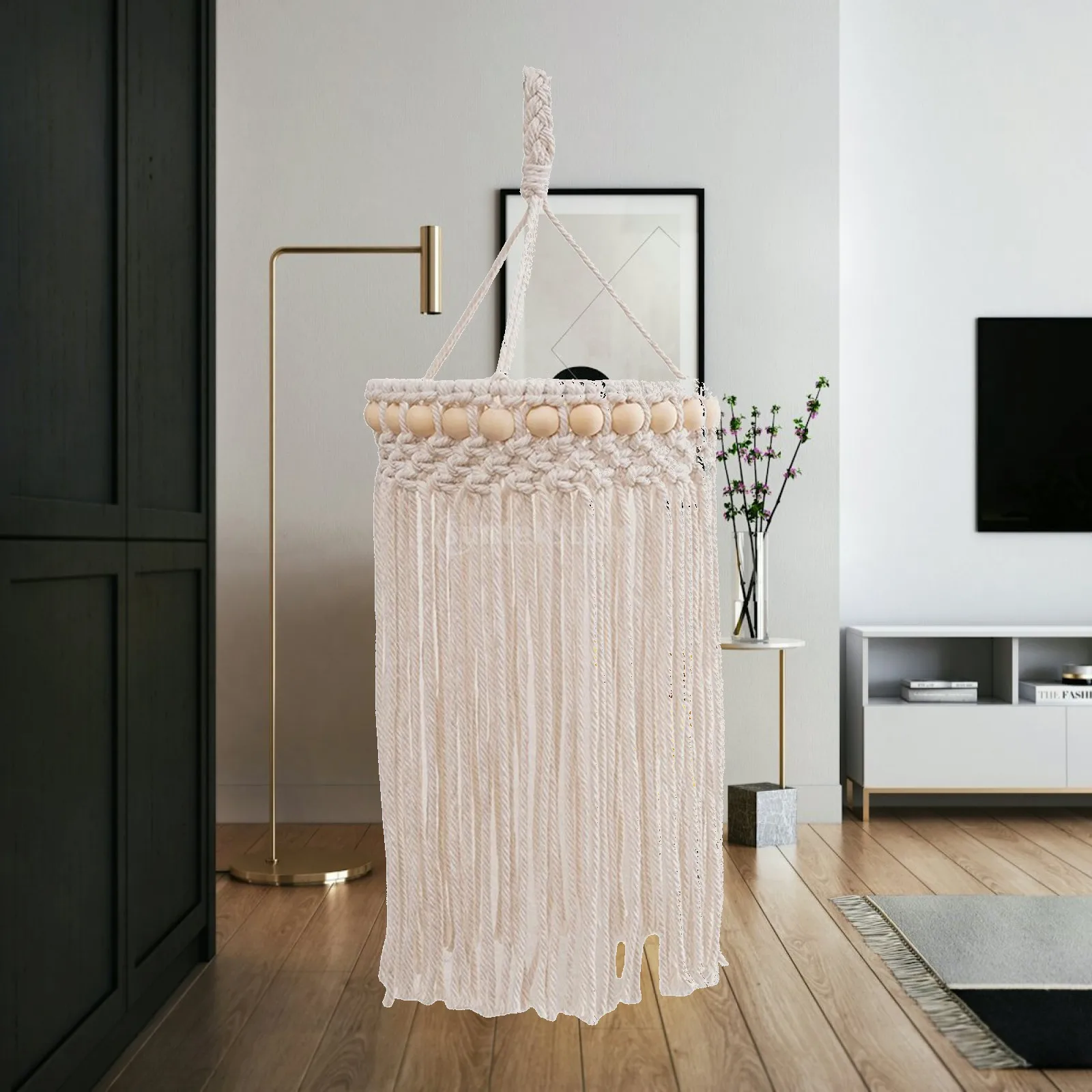 Modern Macrame Lampshade Large Handmade Light Shade Room Decor Pendant Lamp for Living Room Wedding Party
