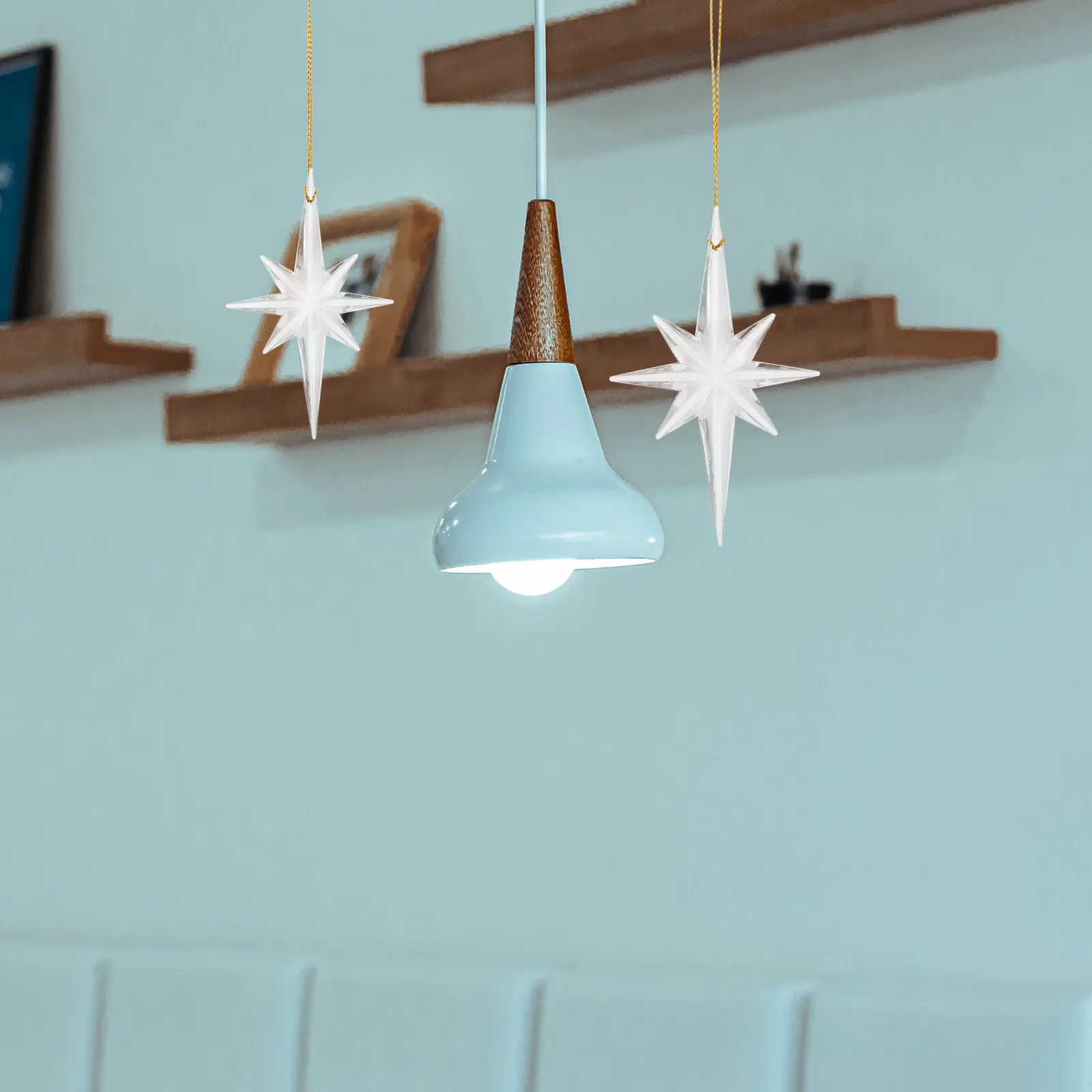 6 Pcs Christmas Tree Ornament Star Hanging Decorations Stars Shatterproof Shaped Ornaments New Year Pendant Octagonal for