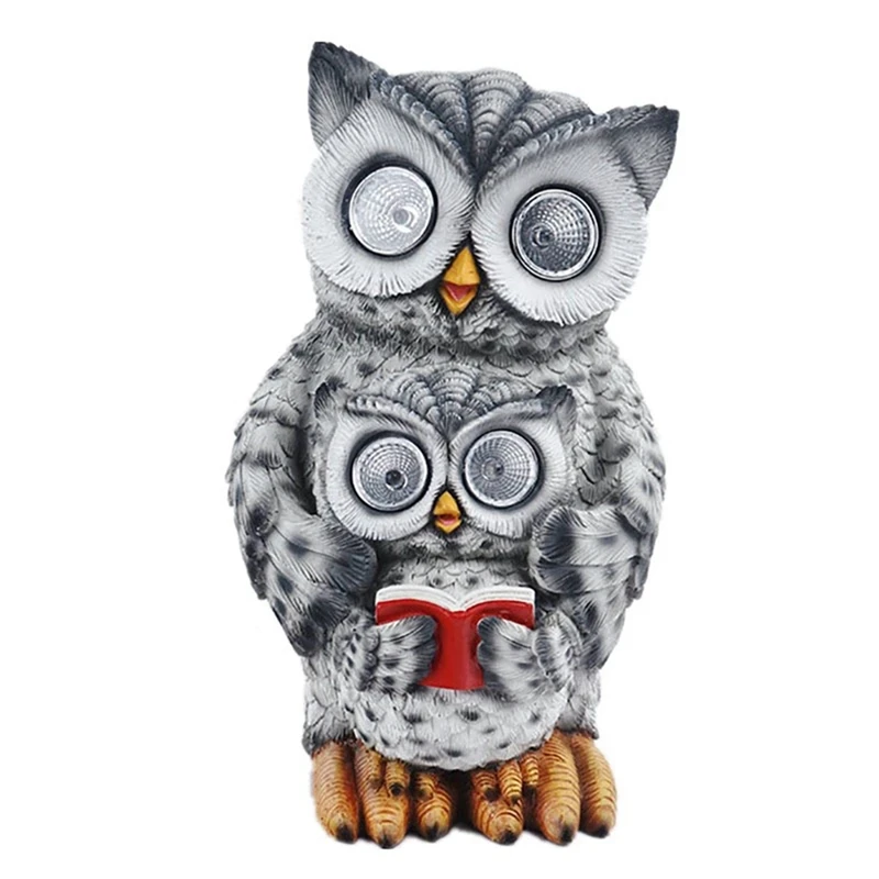 

AT35 Owl Solar Light Owl Resin Statues Modern Owl Shape Light Ornaments Sculptures Figurines For Owl Book Solar Light Craft