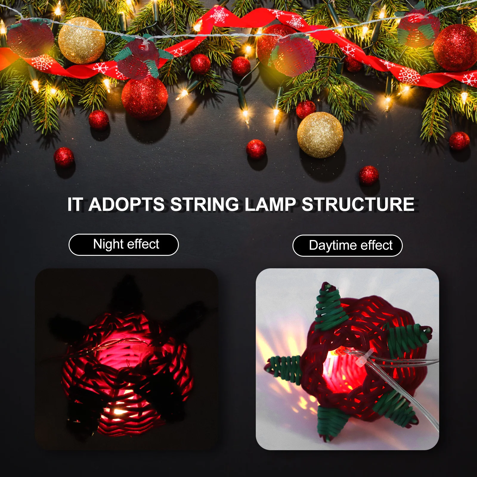 

1Pcs Fine Workmanship Rattan Woven Tomato LED String Light Decorative Hanging Lamp Creative Bedroom Party String Light