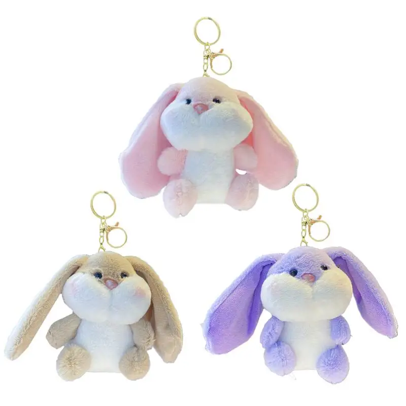 Bunny Keychain Soft Key Rings Plush Bunny Keyring Soft Cute Rabbit Keychain Backpack Decoration For Car Handbag