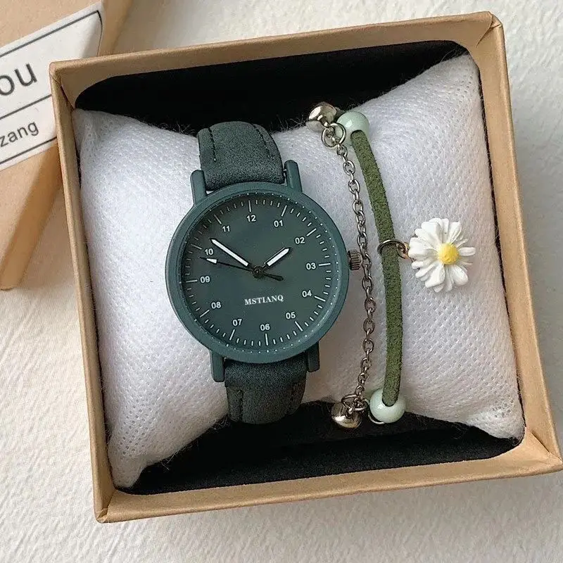 Relojes de cuarzo con correa de cuero PU para mujer, reloj de pulsera Retro, esfera redonda, resistente al agua