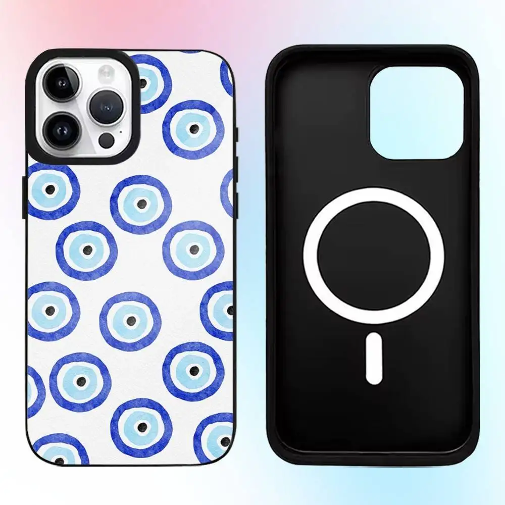 Funda de teléfono con estampado de mal de ojo azul Lucky Eye para iPhone17,16,15,14,13,12,11 Plus,Pro Max, carga inalámbrica magnética Magsafe