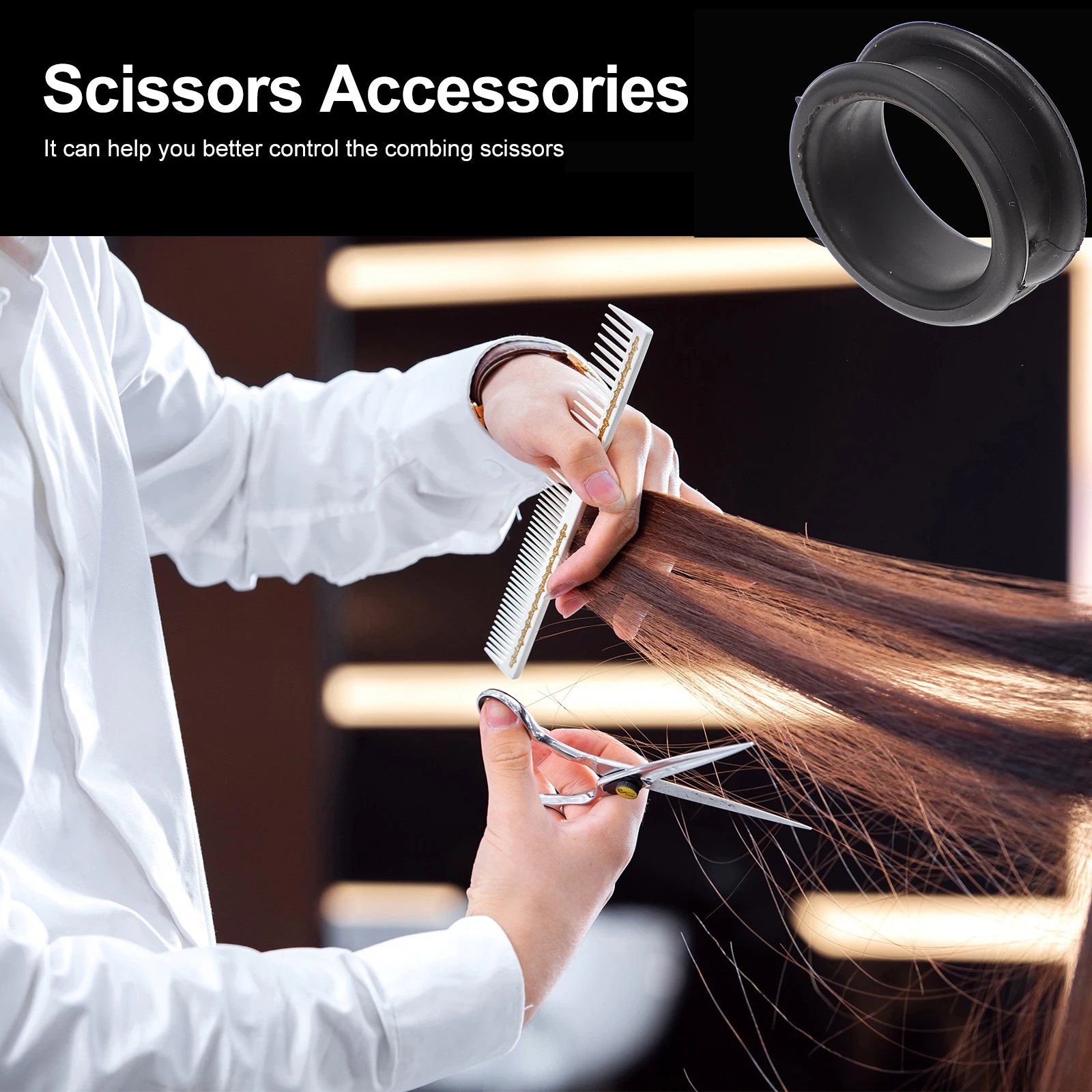 

10 Pcs Hair Scissors Salons Pet Cuts Finger Protector Parrot Thumb Insert Black Silicone Ring Bridegroom