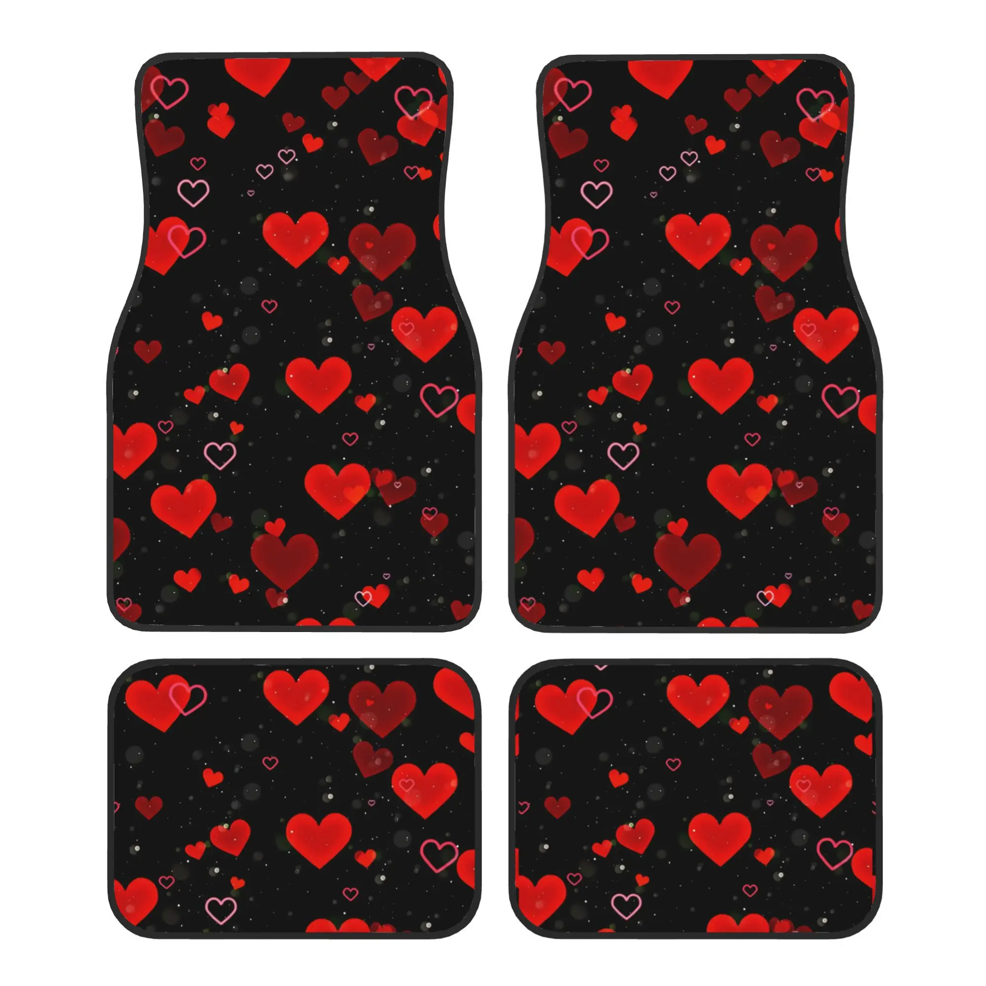 Set Of 4 Heart-Shaped Premium Car Floor Mats - Universal Fit, Easy To Clean Complete Interior Additions