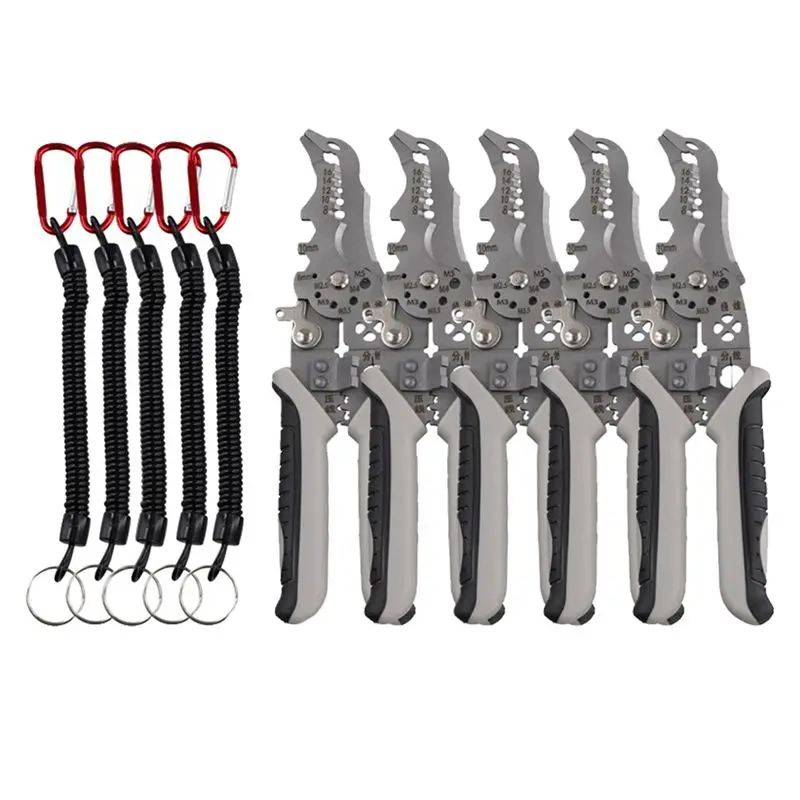 

VEHO-5Pcs Многофункциональные угловые клещи для зачистки проводов с пружинным брелоком-держателем, многофункциональные угловые клещи для зачистки проводов