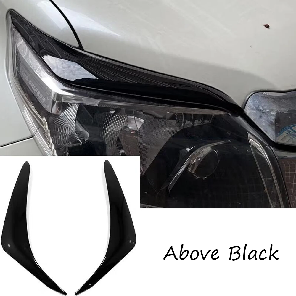 

For Toyota Land Cruiser Prado FJ150 FJ 150 2014-2017 ABS Black Carbon CAR Front Headlight Lamp Strip Cover Trim Accessories