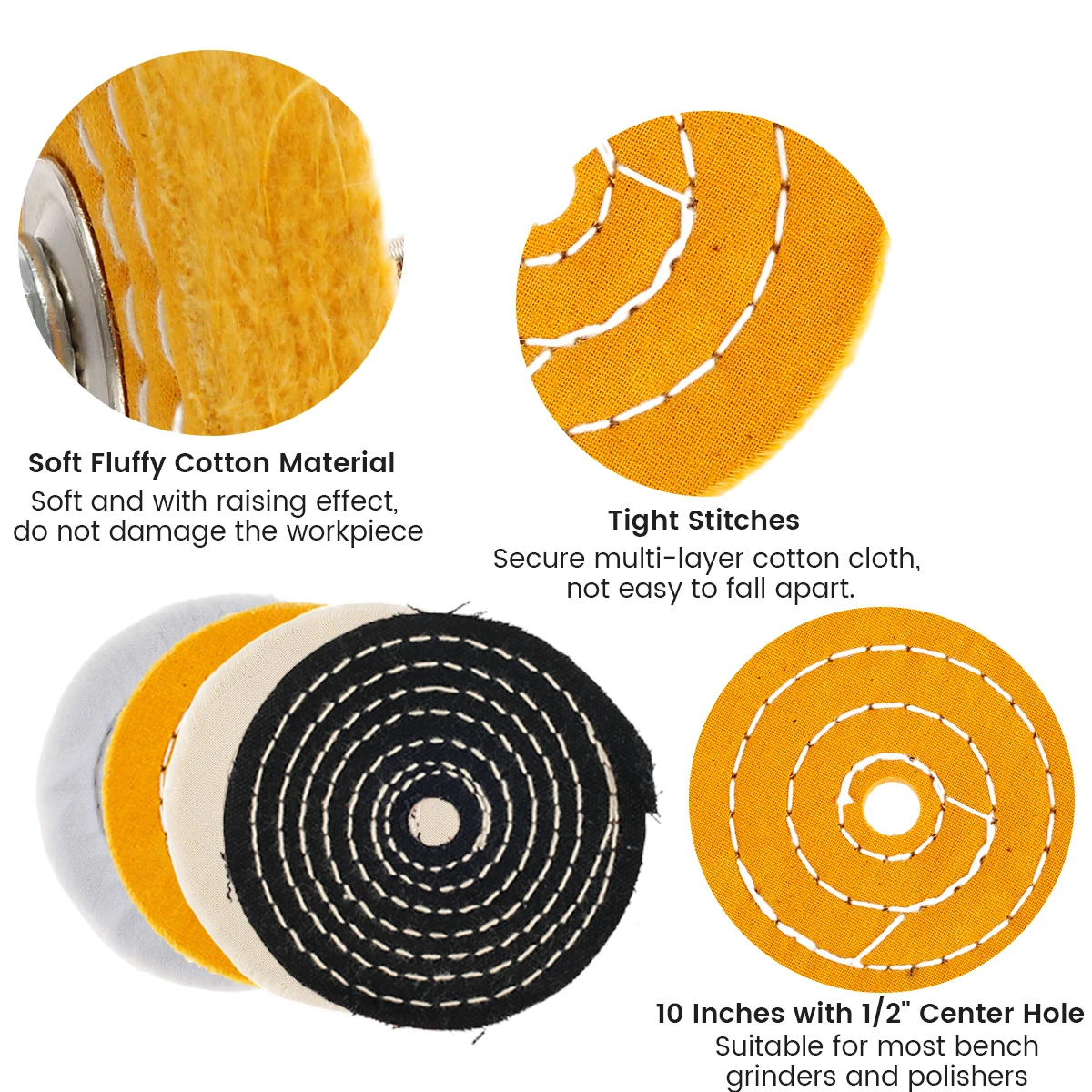 Buffing Pad Polishing Wheel Kits Multifunctional Wear Resistant Polishing Tool for Metal Wood Plastic Ceramic Glass etc