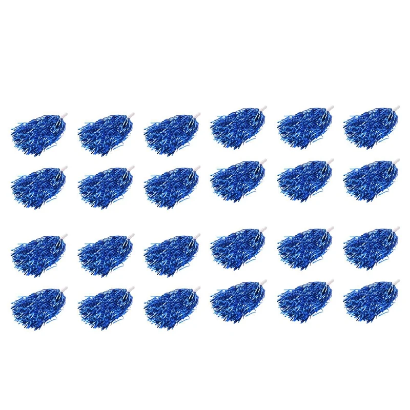 

72Pcs Cheerleading Pom Poms Metallic Foil Cheer Pom Poms With Plastic Handle For Adults Kids Cheerleaders Party Blue