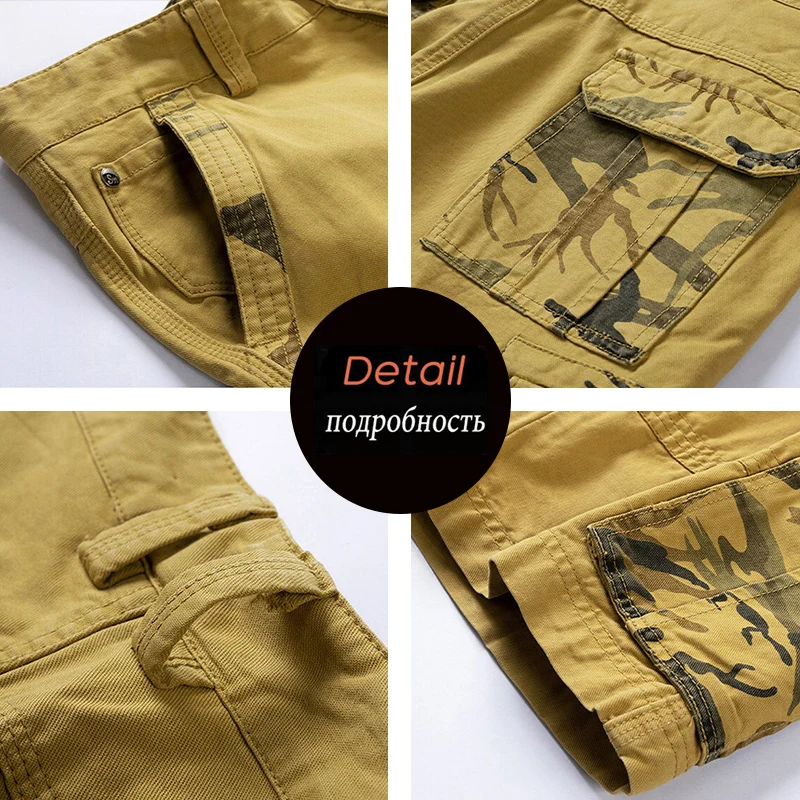 New Summer Men Cargo Camouflage Shorts Mens Cotton Beach Multi Pocket Shorts Man Spring Casual Joggers Shorts Male Dropshipping