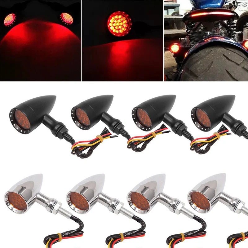 Cafe Racer Motorcycle Bullet Turn Signal Indicator Lamp Light Blinker Light 10mm Bolt Universal For Honda Harley Chopper Bobber