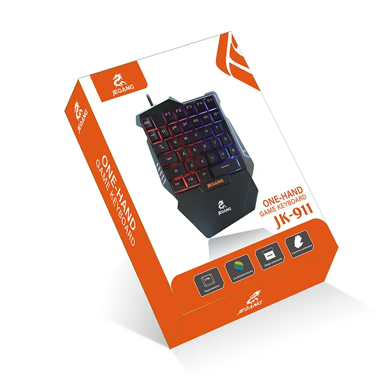 One-hand keyboard Wired keyboard Compact portable eating chicken game set keyboard mobile game color backlit keyboard USB port