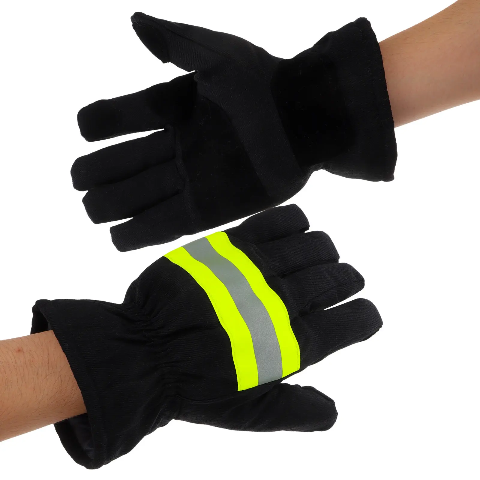 1Pair Heat Resistant Fire Gloves Flame Retardant Insulated Protective Firefighter Gloves for Structural Firefighting Rope Rescue