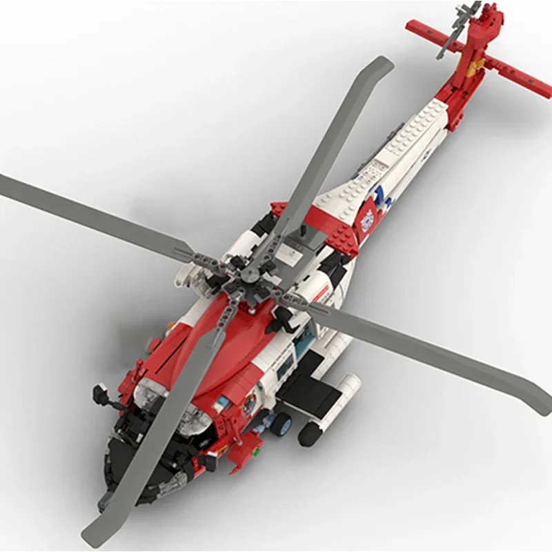 Moc klocki Model wojskowy helikopter ratunkowy cegły techniczne DIY montaż zabawki konstrukcyjne dla dzieci prezenty świąteczne