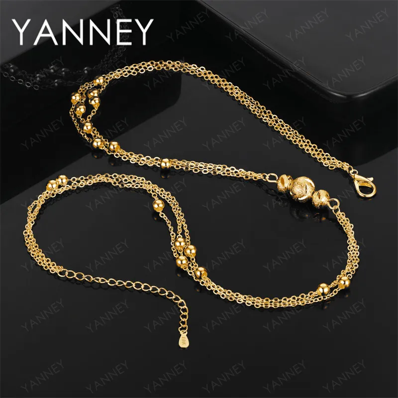 

925 sterling silver 18K gold exquisite beaded necklace fashion women's accessories party wedding jewelry