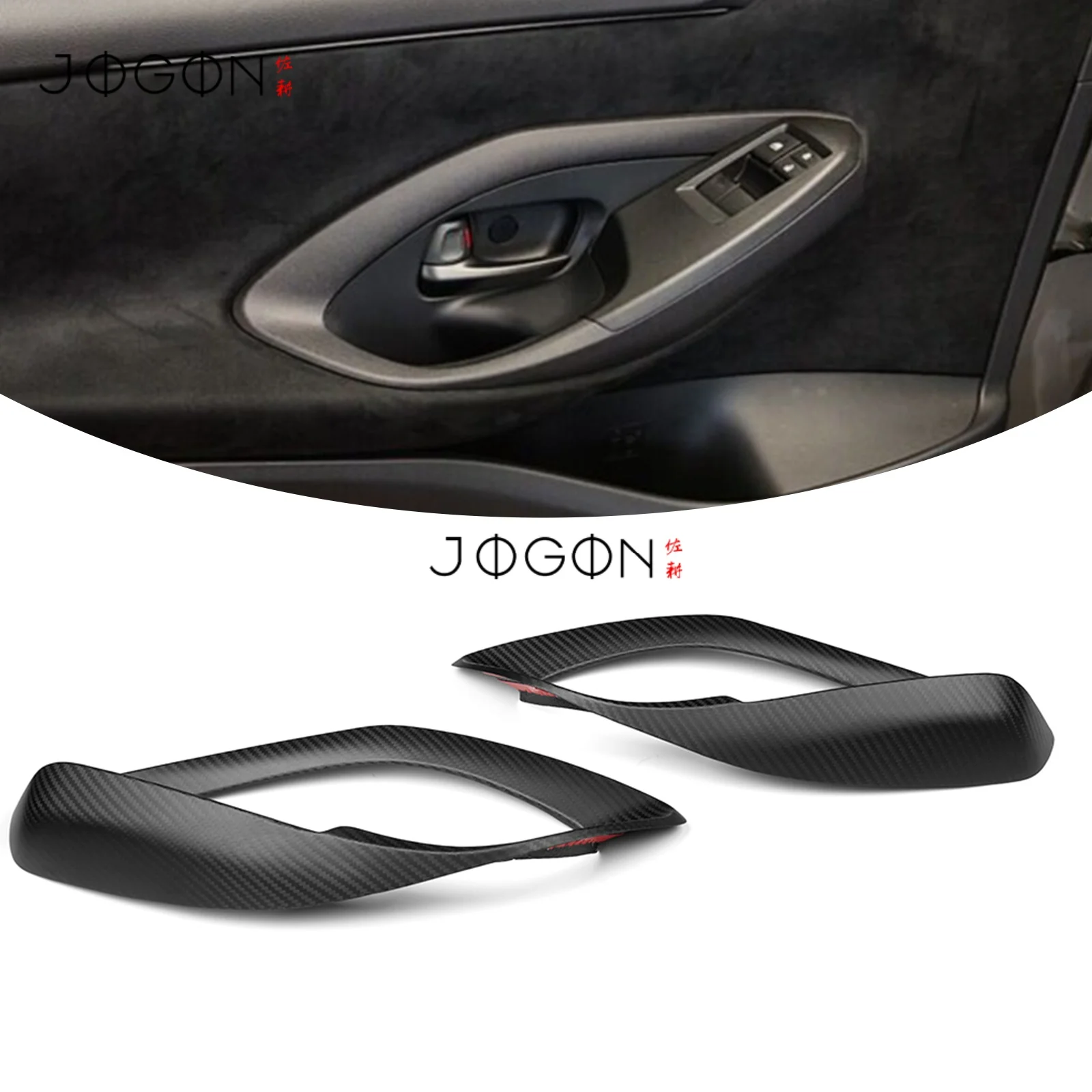 2PCS For Toyota GR Yaris 2025 2026 Real DRY Carbon Fiber Car Inner Door Handle Bezel Strip Cover Sticker Trim Accessories