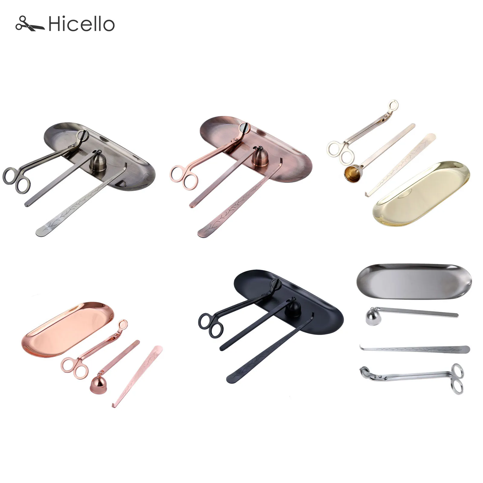4pcs/kit Candle Snuffer Trimmer Hook Tray Dipper Candle scissors Accessory Stainless Steel Extinguisher Flame Home Decor set