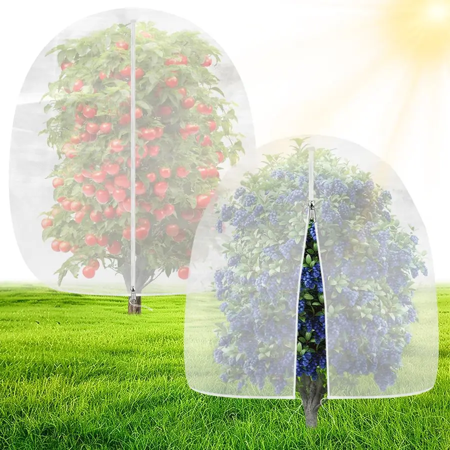 

Bird Netting for Garden, 8 x 8 FT Blueberry Bush Netting Cover with Zipper, Drawstring Reusable Mesh Plant Protector for Shrubs