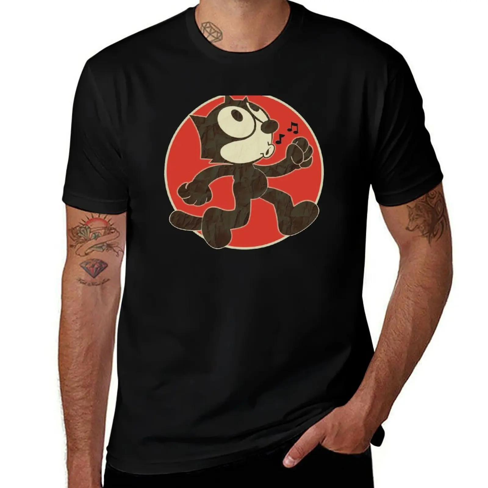 Felix The Cat Keep Walking Vintage Retro T-Shirt Abstract Pattern Print Top