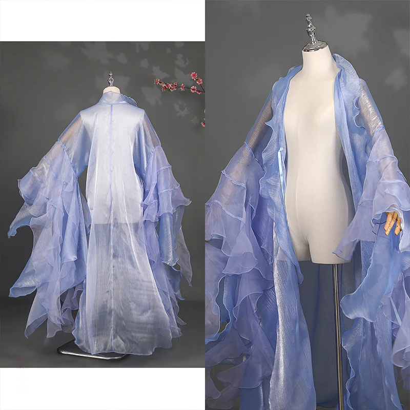 Gorgeous Chinese Traditional Hanfu Cardigan Big Sleeve Coat Women Flounce Fairy Stage Costume Ancient Princess Outfit Outer Robe