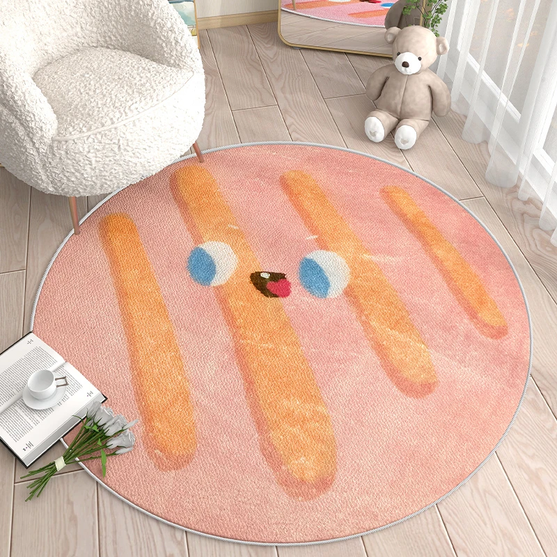 

Cute Round Carpets for Living Room Cream Ins Bedroom Decor Plush Carpet Home Large Area Cloakroom Bedside Balcony Washable Rug