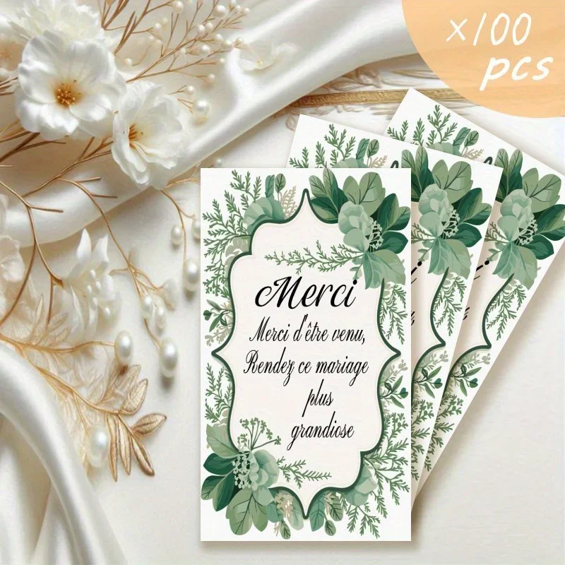 100pcs French Style Wedding Thank-you Card Set, Guest Seat Gift Cards, Suitable for Weddings and Engagement Occasions