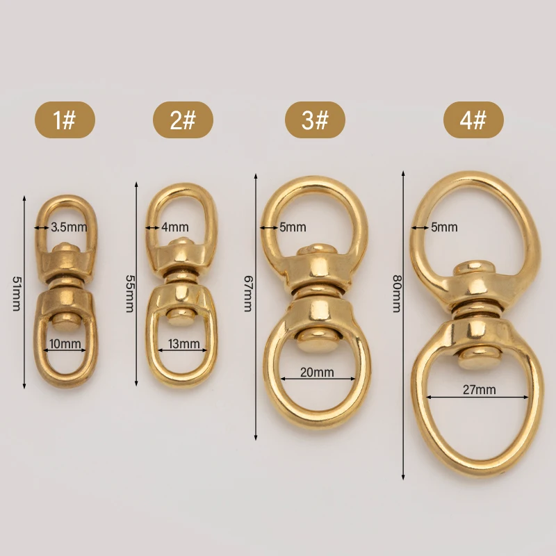 WUTA 1pc Solid Brass Swivel Eye Rotating Connector 8 Shape for Wallet Round Ring Brass Buckle Leather Craft Hardware Accessories