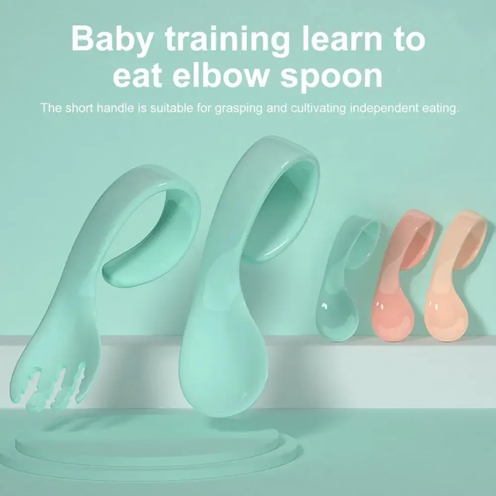 Spoon For Baby Utensils Set Auxiliary Food Silicone Gel Spoon Baby Learn To Eat Training Bendable Soft Spoon Children Tableware